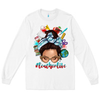 White teacher life messy bun Long Sleeve Tee - texasbilliewilder