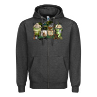 Charcoal Heather veteran coffee cups Zipper Hoodie - Zillion Design Studio