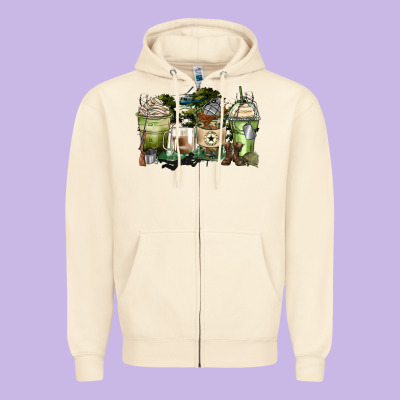 Veteran Coffee Cups Zipper Hoodie Designed By Zillion Design Studio