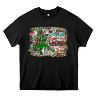 Black merry Christmas tree western Heavy Core Tee - CowhideDigitalArt