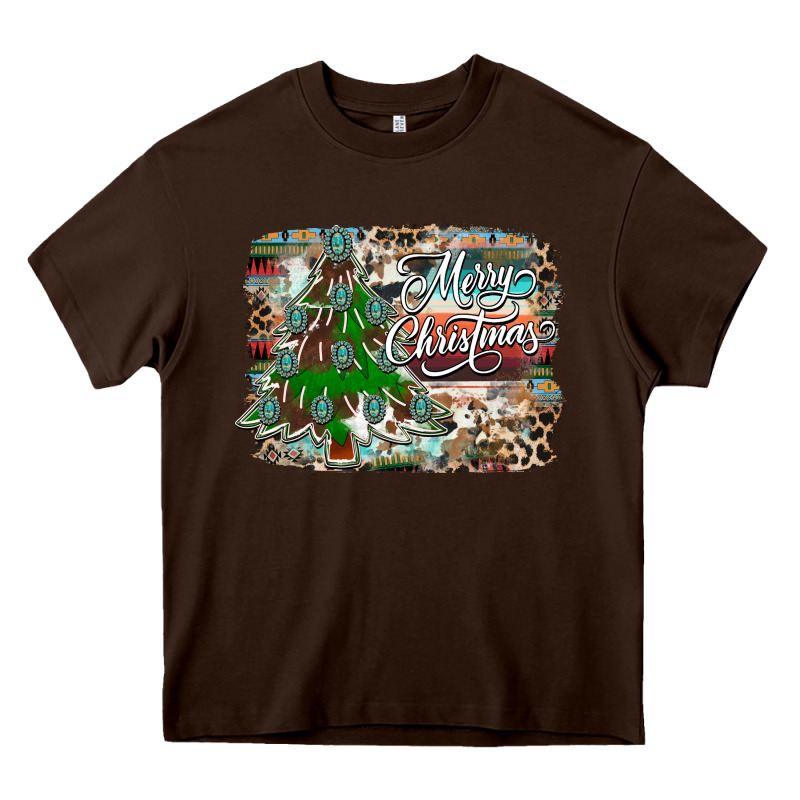 Merry Christmas Tree Western Heavy Core Tee by CowhideDigitalArt | Teevron