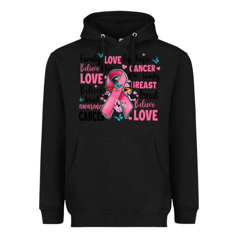 Breast Cancer Ribbons With Cancer Words Heavyweight Hoodie by AdoDesignShop | Teevron