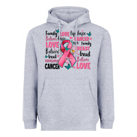 Heather Grey breast cancer ribbons with cancer words Heavyweight Hoodie - AdoDesignShop