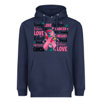 Navy breast cancer ribbons with cancer words Heavyweight Hoodie - AdoDesignShop