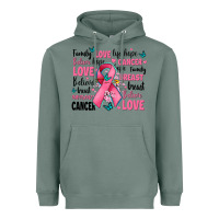 Sage breast cancer ribbons with cancer words Heavyweight Hoodie - AdoDesignShop