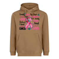 Toasted Coconut breast cancer ribbons with cancer words Heavyweight Hoodie - AdoDesignShop