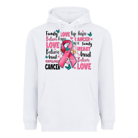 White breast cancer ribbons with cancer words Heavyweight Hoodie - AdoDesignShop