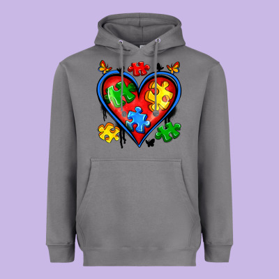 Autism Heart Heavyweight Hoodie Designed By Artiststas