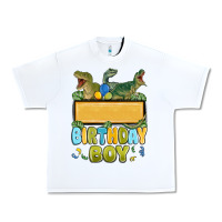 White customized dinosaur birthday boy Urban Heavy Tee - MaliasSmallBusiness