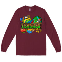 Burgundy teacher life Long Sleeve Tee - texasbilliewilder