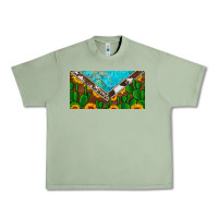 Oil Green cactus sunflower cowhide and turquoise license plate Urban Heavy Tee - Artiststas