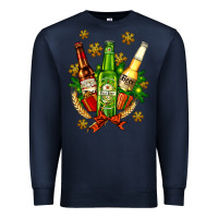 Navy beer bottle party set for christmas Premium Sweatshirt - AdoDesignShop