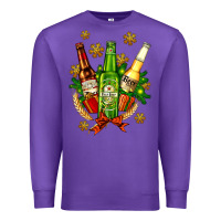 Purple beer bottle party set for christmas Premium Sweatshirt - AdoDesignShop