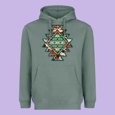 Cowhide Leopard Gemstone Aztec Heavyweight Hoodie Designed By Jahusdesignshop
