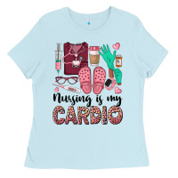 Baby Blue nursing is my cardio Ladies Tee - BarkalooDesign