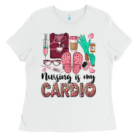 White nursing is my cardio Ladies Tee - BarkalooDesign