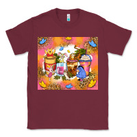 Burgundy cartoon characters coffee cups Classic Tee - Zillion Design Studio
