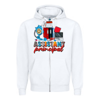 White assistant principal Zipper Hoodie - Zillion Design Studio