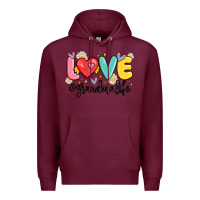 Burgundy love grandma life Premium Hoodie - MaliasSmallBusiness
