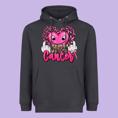 Hey Cancer With Middle Fingers Heavyweight Hoodie Designed By Adodesignshop