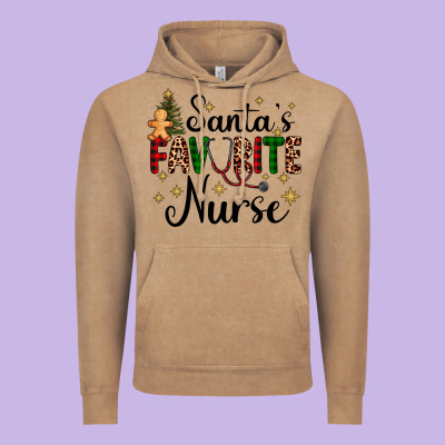 Santa's Favorite Nurse Vintage Hoodie Designed By Adodesignshop