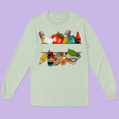 Long Sleeve Tee teacher name frame custom