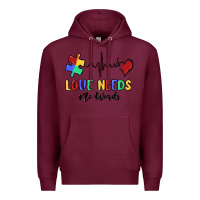 Burgundy love needs no words Premium Hoodie - MaliasSmallBusiness