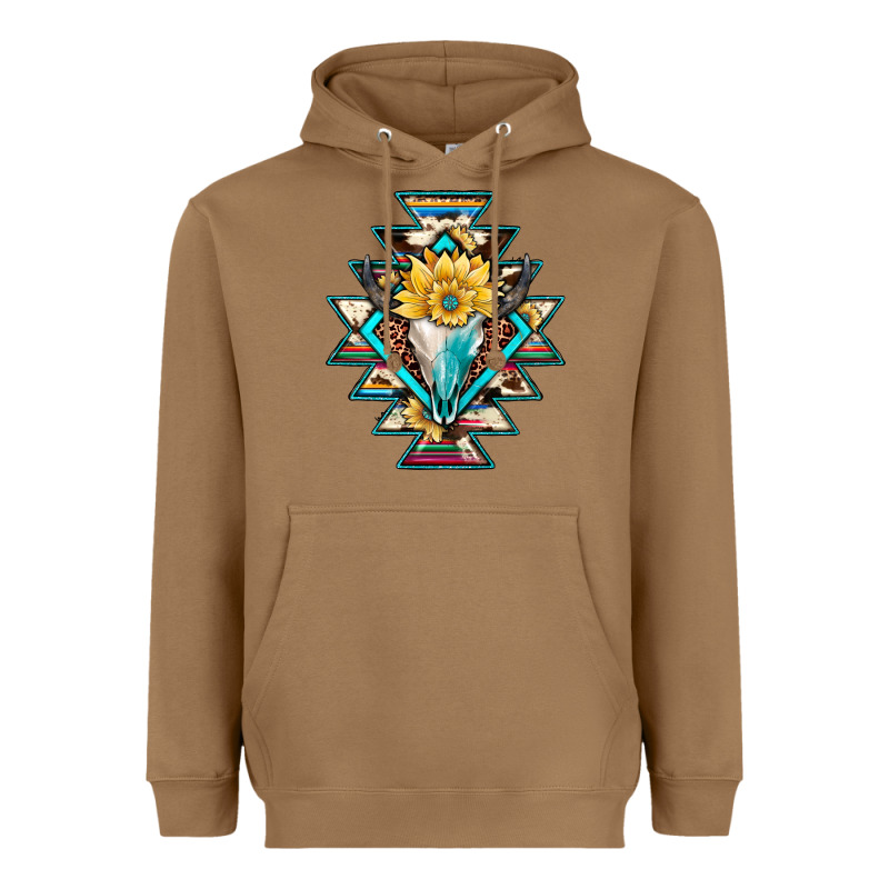 Cowhide Leopard Bull Skull Aztec Heavyweight Hoodie by JahusDesignShop | Teevron