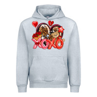 Heather Grey xo xo with leopard and cowhide heart Urban Hoodie - NancyCooperArtShop
