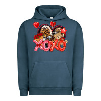 Pigment Midnight Navy xo xo with leopard and cowhide heart Urban Hoodie - NancyCooperArtShop