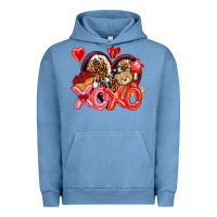 Pigment Pebble Blue xo xo with leopard and cowhide heart Urban Hoodie - NancyCooperArtShop