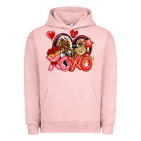 Pigment Salmon xo xo with leopard and cowhide heart Urban Hoodie - NancyCooperArtShop