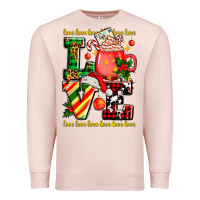 Pale Pink love with coffee cup and christmas lights Premium Sweatshirt - AdoDesignShop