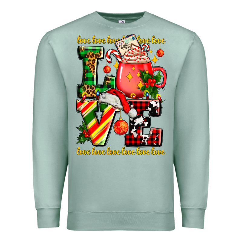 Love With Coffee Cup And Christmas Lights Premium Sweatshirt by AdoDesignShop | Teevron