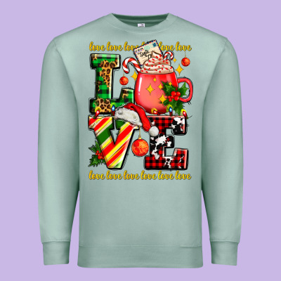 Love With Coffee Cup And Christmas Lights Premium Sweatshirt Designed By Adodesignshop