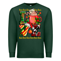 Sports Green love with coffee cup and christmas lights Premium Sweatshirt - AdoDesignShop