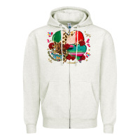 Oatmeal Heather mexican hearts Zipper Hoodie - CTS Tumbler Store