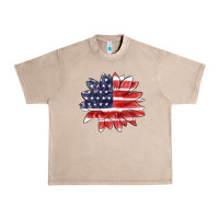French Oak american flag sunflower Urban Heavy Tee - MaliasSmallBusiness