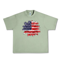 Oil Green american flag sunflower Urban Heavy Tee - MaliasSmallBusiness