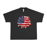 Pigment Black american flag sunflower Urban Heavy Tee - MaliasSmallBusiness