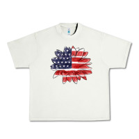 Pistachio american flag sunflower Urban Heavy Tee - MaliasSmallBusiness