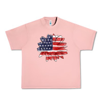 Salmon american flag sunflower Urban Heavy Tee - MaliasSmallBusiness