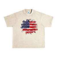 Sandshell american flag sunflower Urban Heavy Tee - MaliasSmallBusiness