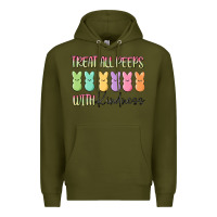 Army Green treat all peeps with kindness Premium Hoodie - MaliasSmallBusiness