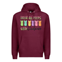 Burgundy treat all peeps with kindness Premium Hoodie - MaliasSmallBusiness