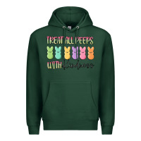 Sports Green treat all peeps with kindness Premium Hoodie - MaliasSmallBusiness