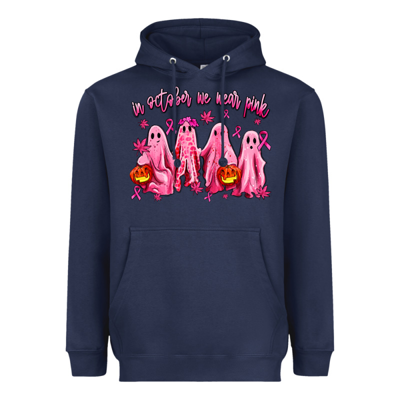 In October We Wear Pink Ghosts Heavyweight Hoodie by AdoDesignShop | Teevron