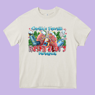 Santa's Favorite Respiratory Therapist Heavy Core Tee Designed By Cowhidedigitalart