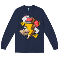 Navy teacher lightning bolt Long Sleeve Tee - texasbilliewilder