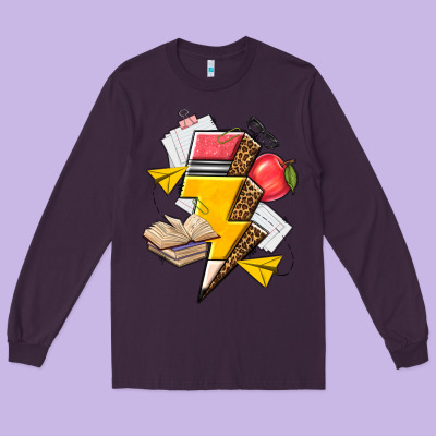 Long Sleeve Tee teacher lightning bolt